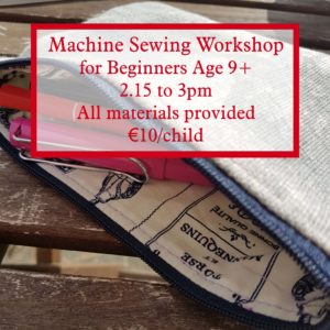 machine sewing workshop for beginners age 9 and up