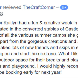 My 8yr old grandaughter Kaitlyn had a fun & creative week in the Celbridge camp this year which was located in the converted stables of Castletown House