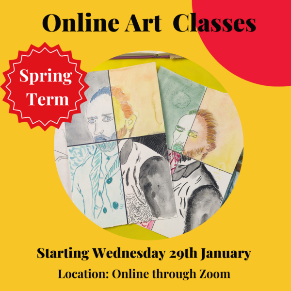 online spring term of weekly live art classes with The Craft Corner