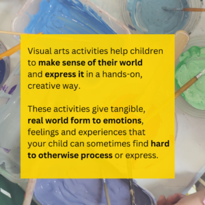 Visual arts activities help children to make sense of their world and express it in a hands-on, creative way.